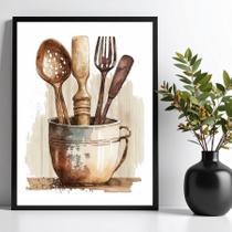 Quadro Para Cozinha Vintage - Utensílios 24x18cm