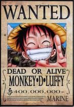Quadro Para decoração 1Un One Piece Wanted Monkey D Luffy Anime