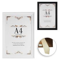 Quadro para diplomas certificados a4 de plastico preto branco 29,7x21cm