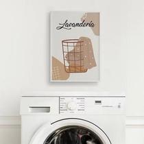 Quadro Para Lavanderia Cesto Roupas 45X34Cm Com Vidro Preta