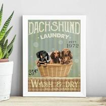 Quadro Para Lavanderia Dachshund 24X18Cm - Com Vidro