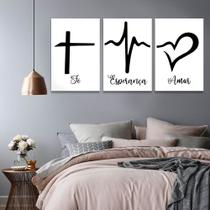 Quadro Para Mosaico 120x60 Fé, Esperança, Amor Decorativo