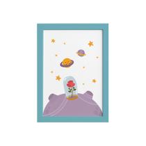 Quadro para Quarto Bebê Pequeno Principe Rosa Moldura Azul