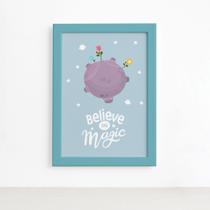 Quadro para Quarto de Bebê Planeta Principe Moldura Azul