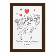 Quadro para Quarto Frase Amor Gesto Moldura Marrom 33x43cm - Quartinhos