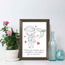 Quadro para Quarto Frase Namorados Moldura Marrom 22x32cm Quadro para Quarto Frase Namorados Moldura Marrom 22x32cm