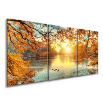 Quadro Para Quarto Paisagem Nascer do Sol Arvore Sala Kit