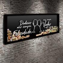 Quadro para Rolhas Panorâmico - Dinheiro não compra felicidade - Quadro Novo Quadro para Rolhas Panorâmico - Dinheiro não compra felicidade - Quadro Novo