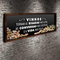 Quadro para Rolhas Panorâmico - Vinhos e Risadas 1 - Quadro Novo