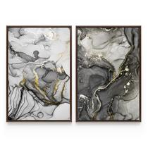 Quadro Para Sala Abstrato Moderno Elegance Efeito Pintura Kit 2 Telas Com Moldura - Bimper Quadro Para Sala Abstrato Moderno Elegance Efeito Pintura Kit 2 Telas Com Moldura - Bimper
