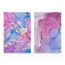 Quadro Para Sala Abstrato Moderno Mármore Rosa Kit 2 Telas Grande Em Canvas - Bimper