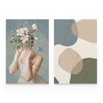 Quadro Para Sala Abstrato Mulher Forest Harmony Kit 2 Telas Enorme Decorativa - Bimper