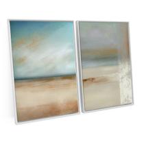 Quadro Para Sala Abstrato Tons Suaves Kit Grande C/ Moldura - Bimper Quadro Para Sala Abstrato Tons Suaves Kit Grande C/ Moldura - Bimper