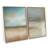 Quadro Para Sala Abstrato Tons Suaves Kit Grande C/ Moldura - Bimper Quadro Para Sala Abstrato Tons Suaves Kit Grande C/ Moldura - Bimper