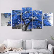 Quadro para sala Arvore Azul Royal 193x90 Decorativo Arte em Tela Canvas