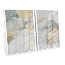 Quadro Para Sala Decorativo Abstrato Elegant Soft Watercolor C/ Moldura e Vidro 120x80 cm Grande - Bimper