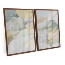 Quadro Para Sala Decorativo Abstrato Elegant Soft Watercolor C/ Moldura e Vidro 120x80 cm Grande - Bimper