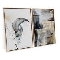 Quadro Para Sala Folhas Em Cinza Pinceladas Modernas 75x50cm Abstrato Decorativo Hall - Bimper Quadro Para Sala Folhas Em Cinza Pinceladas Modernas 75x50cm Abstrato Decorativo Hall - Bimper