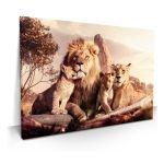 Quadro Para Sala Leao Grande Leoa Familia 2 Filhotes 60x90