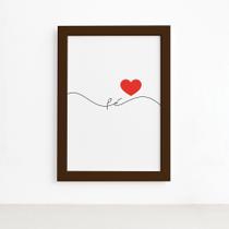 Quadro para Sala Palavra Fé Moldura Marrom 22x32cm