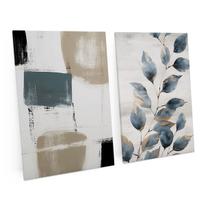 Quadro Para Sala Quarto Decorativo Abstrato Flor Azul Moderno Hall Escritório - Bimper