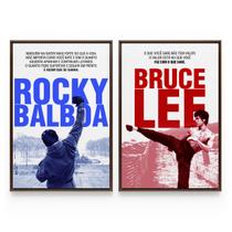 Quadro Para Sala Quarto Rocky Balboa e Bruce Lee Kit Lutadores 2 Telas Canvas Com Moldura - Bimper Quadro Para Sala Quarto Rocky Balboa e Bruce Lee Kit Lutadores 2 Telas Canvas Com Moldura - Bimper
