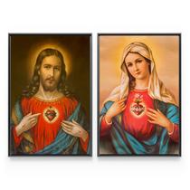 Quadro Para Sala Religioso Sagrado Coração De Jesus e Sagrado Coração de Maria- Bimper