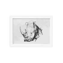 Quadro para Sala Safari Rinoceronte Moldura Branca 22x32cm Quadro para Sala Safari Rinoceronte Moldura Branca 22x32cm
