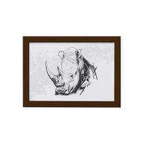 Quadro para Sala Safari Rinoceronte Moldura Marrom 22x32cm Quadro para Sala Safari Rinoceronte Moldura Marrom 22x32cm