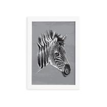 Quadro para Sala Safari Zebra Moldura Branca 33x43cm