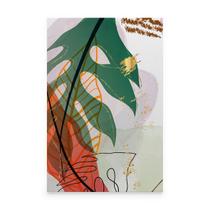 Quadro Para Sala Tropical Leaves Folhas Abstrata Decorativa Moderna Colorida Tela Grande Canvas - Bimper