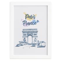 Quadro Paris Arco Triunfo França Moldura Branca 22x32