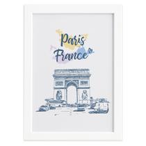Quadro Paris Arco Triunfo França Moldura Branca 33x43