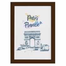 Quadro Paris Arco Triunfo França Moldura Marrom 33x43