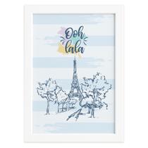 Quadro Paris França Oolala Moldura Branca 33x43cm