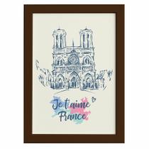 Quadro Paris Notre Dame Moldura Marrom 33x43cm
