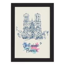 Quadro Paris Notre Dame Moldura Preta 33x43cm