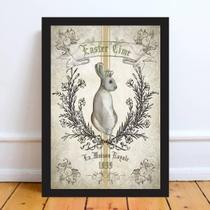 Quadro Páscoa Vintage Easter Time 33X24Cm Moldura Preta