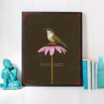 Quadro Passarinho - Blessed 45X34Cm - Com Vidro