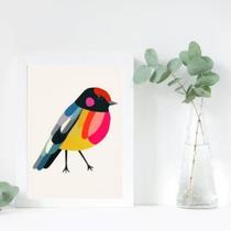 Quadro Passarinho Colorido 24X18Cm - Com Vidro