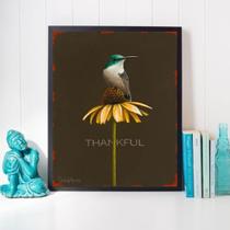 Quadro Passarinho - Thankful 24X18Cm - Com Vidro