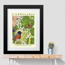 Quadro Pássaro Borboleta Vegetação- 60x48cm Quadro Pássaro Borboleta Vegetação- 60x48cm