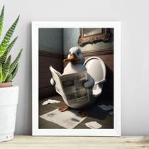 Quadro Pato No Banheiro Lendo Jornal 45x34cm - com vidro Quadro Pato No Banheiro Lendo Jornal 45x34cm - com vidro