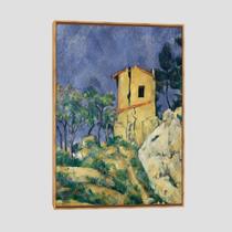 Quadro Paul Cézanne A Casa Com Paredes Rachadas Tela Moldura Bege 45X30Cm