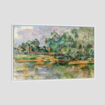 Quadro Paul Cézanne Banks Of The Seine At Médan Tela Moldura Branca 95X63Cm
