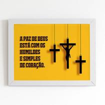 Quadro Paz de Deus Jesus Cristo Cruz Moldura Branca 60x40cm Quadro Paz de Deus Jesus Cristo Cruz Moldura Branca 60x40cm