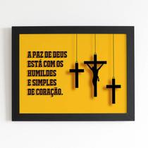 Quadro Paz de Deus Jesus Cristo Cruz Moldura Preta 60x40cm Quadro Paz de Deus Jesus Cristo Cruz Moldura Preta 60x40cm