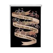 Quadro Pedalar Esquecer Os Problemas 33X24Cm Vidro Preta