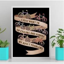 Quadro Pedalar Para Esquecer Os Problemas 24X18Cm Branca