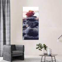 Quadro Pedras do Equilíbrio Conjunto Vertical 3 Peças Zen